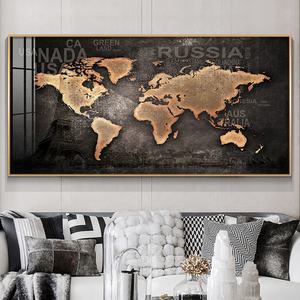 Peintures sur <span class=keywords><strong>toile</strong></span> abstraites modernes représentant une carte du monde, images décoratives murales, affiches et impressions - Product Image 2