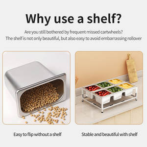 Support de service en acier inoxydable 1/6 à une rangée pour les magasins de thé au lait, compartiment pour poudre de fruits et assaisonnements, utilisation commerciale sur comptoir - Product Image 5