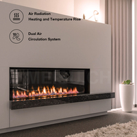 Cheminée à gaz MEISU.CH personnalisable 1016x380x720mm pour intérieur, avec brûleurs à vue panoramique et surface de flamme