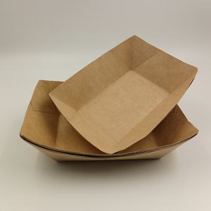 Bandeja de cartón kraft de calidad alimentaria al por mayor para pollo frito, patatas fritas, comida para llevar, bandeja tipo bote para restaurante, bandeja de papel para aperitivos. - Product Image 4