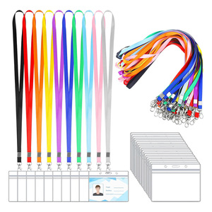 Heat transfer logo design, polyester 1.5cm lanyard, transparent plastic horizontal name tag badge, <b>ID</b> card <b>holder</b>. - Product Image 1