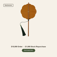 Éventail de taille en bambou fait main avec manche en bois de séquoia, éventail chinois à pompon, décoration murale orientale, cadeau, vente en gros OEM, éventail de taille chinois
