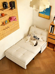 Sofá Cama Doble Uso para Apartamentos Pequeños, Sala de Estar, Estudio, Almacenamiento, Individual, Extensible, Telescópico, Popular en Internet, Sofá para Balcón, Estilo Crema - Product Image 4