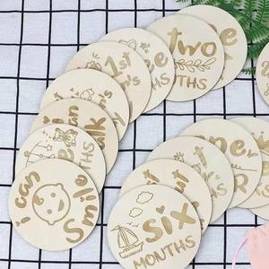 Tarjetas de hito de bebé para fotos 15 tarjetas personalizar y decir hola al nacimiento y tarjeta <span class=keywords><strong>mensual</strong></span> marcador de género neutro regalo de decoración de madera - Product Image 3