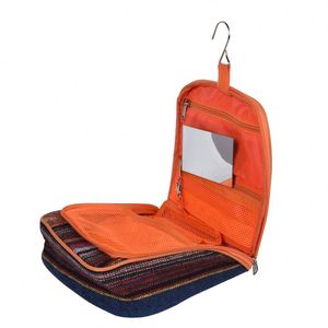 BSCI Factory Customized Makeup Storage <b>Box</b> Organizer Foldable Cosmetic Bag with Hanger Travel Toiletry Cosmetic Bag with Mirror - Product Image 5
