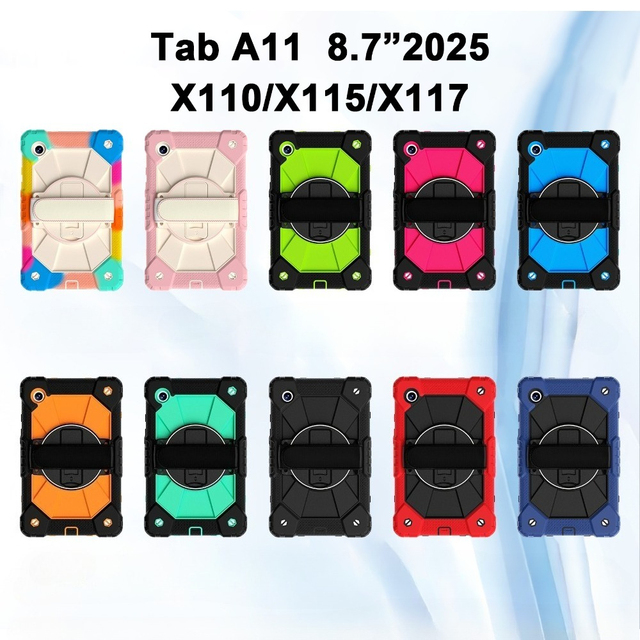 Built in 360°Rotating Stand Tablet Case for Samsung Galaxy Tab A11 2025/A9 8.7 Inch 2023 SM-X110/X115/X117 Shockproof Back Cover