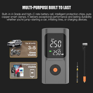 <span class=keywords><strong>Pompe</strong></span> à air sans fil intelligente multifonction avec batterie externe et lumière LED pour voiture, vélo, ballon, équipement sportif, gonfleur de pneus compact 150 PSI - Product Image 4