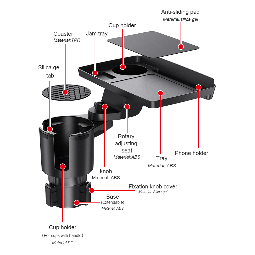 Shunwei SD-1070 4-in-1 Car Phone Holder Cup Holder with Sauce Tray | Multifunctional Car Organizer