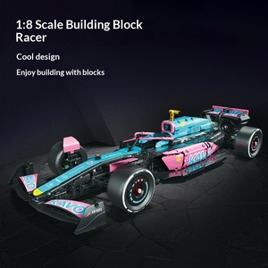66655 Voiture de course de Formule 1 bleue et rose en plastique ABS, blocs de construction DIY, modèle cool, jouet éducatif, <span class=keywords><strong>puzzle</strong></span>, cadeau pour enfants - Product Image 2