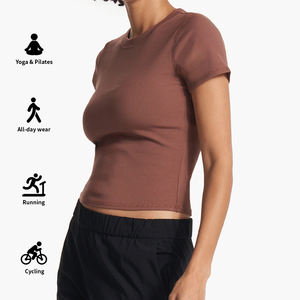 T-shirt vierge à manches courtes et col rond pour femmes, vêtements <span class=keywords><strong>de</strong></span> sport, haut court, t-shirt <span class=keywords><strong>de</strong></span> sport <span class=keywords><strong>de</strong></span> haute qualité pour le yoga - Product Image 3