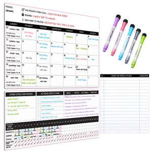 Tableaux blancs effaçables à sec personnalisés enfants adultes planificateur tâches ou liste d'épicerie magnétique calendrier d'objectif effaçable à sec pour réfrigérateur aimant - Product Image 1