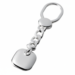 Portachiavi in Argento 925 con Catena e Targhetta Quadrata - Product Image 2