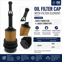 Tapa de Filtro de Aceite de Motor de Calidad OEM con Papel de Filtro para Mercedes-Benz M270 E20 E16 OE A6511800138+ A6511800109 A6511800309