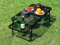 Meja Lipat Aluminium Multifungsi untuk Berkemah di Luar Ruangan, Meja BBQ Portabel dengan Rangka Logam