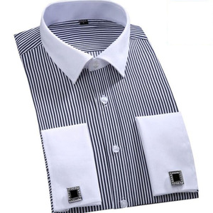 Thời Trang Mens Pháp Cuff Dress Shirt New Dài Tay Áo Chính Thức Nút Kinh Doanh Sơ Mi Thường Xuyên Phù Hợp Với Khuy Măng Sét Cưới Tuxedo Áo Sơ Mi - Product Image 3