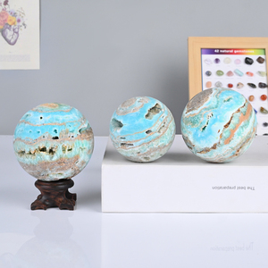 Wholesale Natural Healing <b>Crystal</b> Sphere Hand Polished Blue Hemimorphite Sphere <b>Ball</b> for Home Decor - Product Image 1