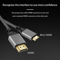 Câble HDMI vers Mini HDMI Justlink 4K 60Hz 18Gbps plaqué or, en nylon tressé, mâle-mâle, pour TV, moniteur, caméra