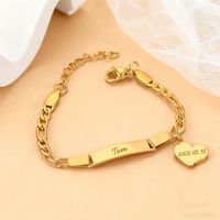 Bracelet en acier inoxydable gravé au laser personnalisé, barre horizontale plaquée or 18 carats, texte de nom personnalisé, cadeau pour femmes et hommes, vente en gros