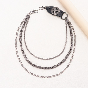 Cadena de cintura unisex de metal con diseño de cruz, aleación de zinc, cadena corporal informal a la moda para hombres y mujeres, accesorio para jeans estilo hip hop. - Product Image 4