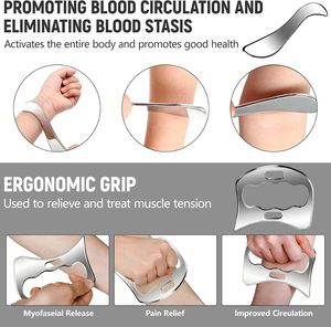 Set de Gua Sha de Acero Inoxidable con Bolsa de Almacenamiento <span class=keywords><strong>para</strong></span> Drenaje Linfático de Cicatrices y Masaje Anticelulítico - Herramienta de Masaje Corporal Completo - Product Image 6