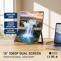 Monitor Portátil Ultrafino de 14 Pulgadas, 1920x1080 IPS, Pantalla Dual para Laptop, Interfaz Tipo-C, Brillo de 400cd/m, Retroiluminación LED