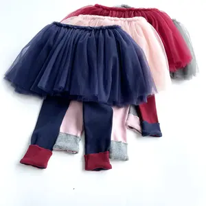 Frühling Herbst Kinder Mädchen Baumwolle Flauschige Tüll Rüschen Höschen Kinder Mädchen Leggings Mit Tutu Rock Für Kinder