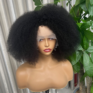 13X4X2 Parte Lateral Peruca Dianteira Do Laço Cor Natural <span class=keywords><strong>Afro</strong></span> Kinky Curly Bob 250% Densidade 100% <span class=keywords><strong>Afro</strong></span> Cabelo Humano Características Fina Natural - Product Image 1