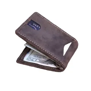 Leather Money Clip Wallet Personalized Men's Cash Classic Bi fold Monogram Initials | Clinton PGI-0007