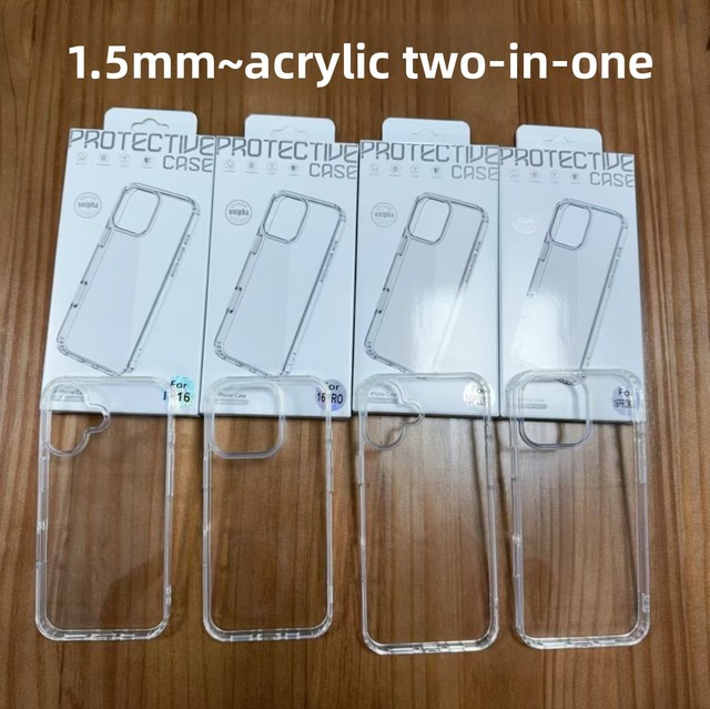 2026 Trending Mobile Phone Accessories 2 in 1 Hard Acrylic Tpu Back Cover for iPhone 11 12 13 14 15 16 17 Pro Max Clear Case