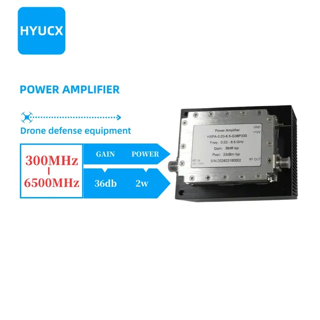 Signal Enhanced Ultra-Wideband 300MHz-6500MHz Microwave Power Amplifier with 36dB Gain Power Direct Factory Sales