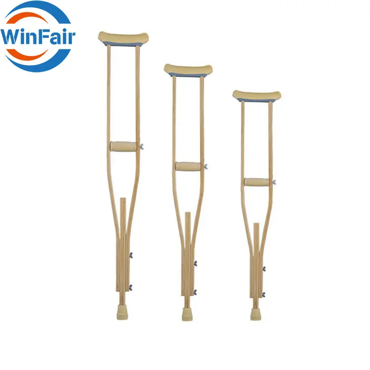 WinFair Adult Wooden Medical Armpit Rehabilitation Walker Axillary Crutches Walking Stick Canes Wood Underarm Crutch