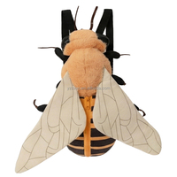Sac à dos en peluche insecte coccinelle dessin animé drôle et créatif, marron et vert, vente en gros