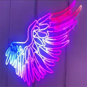 Preço de promoção design personalizado neon sinal rgb colorido asas de anjo neon sinal