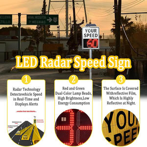 شاشة عرض مخصصة محمولة 12 فولت <span class=keywords><strong>60</strong></span> واط من الألومنيوم تعمل بالطاقة الشمسية شاشة عرض الحد الأقصى للسرعة وتحذير رادار السلامة - Product Image 3