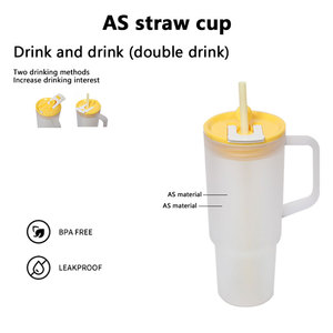 Vaso de Plástico de 40 oz (1000 ml) Libre de BPA con Asa y Pajita, Taza de Viaje Grande Reutilizable para Auto - Product Image 5