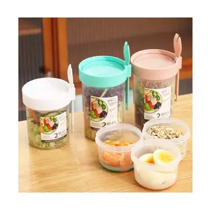 Leakproof with Lids 450ml Milk Cup Oats Container Glass Breakfast