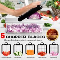Picador y Espiralizador de Verduras 26 en 1 - Picador de Alimentos con Recipiente |   Cortador de Frutas, Utensilio de Cocina |   Corta, rebanar y desmenuza verduras