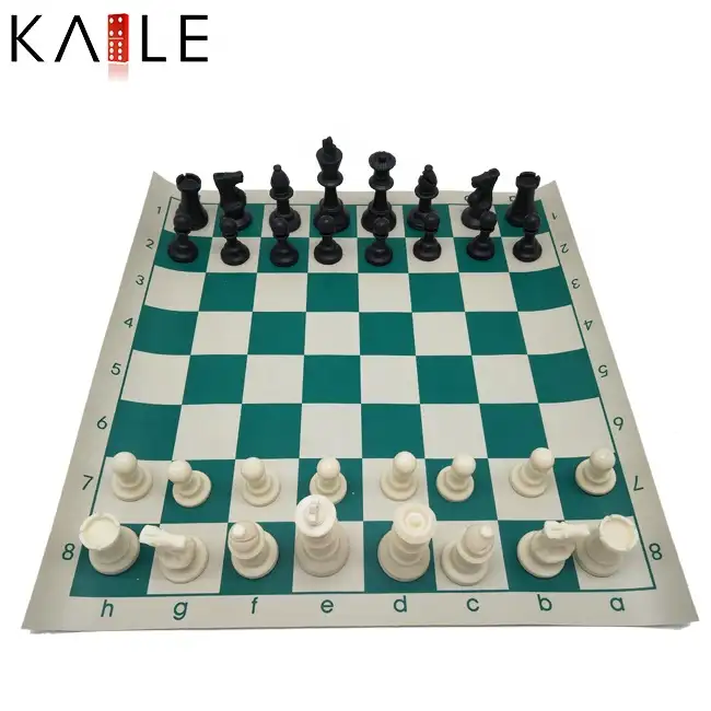 אמזון חם למכור פלסטיק גדול שחמט סט 9.7cm מלך גובה pu שחמט לוח בד שחמט תיק עבור חיצוני משחק