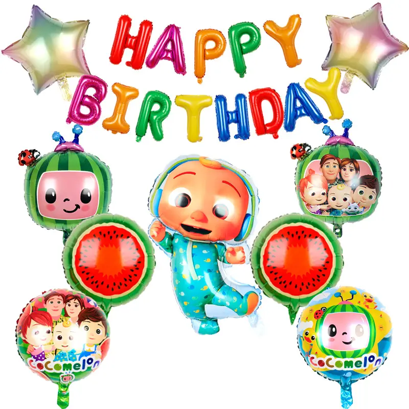 Cartoon double sided watermelon head boy Balloon Set children's birthday decoration 2022 cartoon character helium balloon set