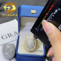 Bague cubaine pour homme en argent 925, entièrement sertie de moissanite, style hip-hop, avec certification GRA