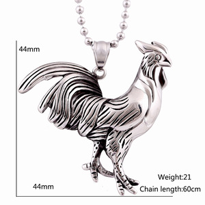 Collar con Colgante de Gallo de Acero Inoxidable, Amuleto Animal de Moda para Hombre, Acero 304, Joyería para Uso Diario, Regalo - Product Image 5