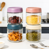 Toples Kaca Selai 4-Pack 6-Pack 16 oz 350ml 500ml 750ml dengan Tutup Kedap Udara, Mulut Lebar, Gaya Mason, Dapat Dikustomisasi