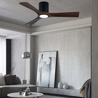 Ventilateur de plafond noir Hugger avec lumière LED, moteur DC de 44 pouces, 3 pales en noyer massif, télécommande WiFi pour salon et chambre à coucher
