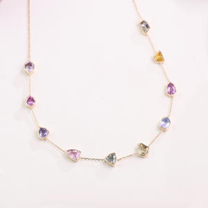 Collana da donna in oro 14K con gemma coltivata in laboratorio, di lusso e alta gamma, in oro 18K, alla moda estiva, stile Dopamine - Product Image 4