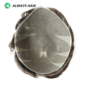 Peruca de cabelo humano transparente, fina, de renda, macia, de cabelo humano, marrom, para homens, bloco de peruca - Product Image 1