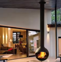 Poêle à bois suspendu moderne autoportant pour intérieur, design écologique pour villa, personnalisable