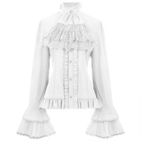 Chemise en dentelle gothique médiévale pour adultes, hommes et femmes, à manches longues, style victorien steampunk, pour cosplay et tenues de scène