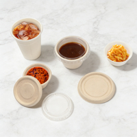 Vaso desechable de 2 oz para salsa, hecho de bagazo de caña de azúcar, con tapa, compostable, biodegradable, redondo, para llevar.