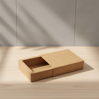 Boîte cadeau en papier kraft brun en gros d'usine, boîte en carton avec tiroir coulissant, doublure en éponge, revêtement UV, gaufrage en feuille d'or