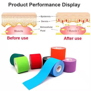 Cinta <span class=keywords><strong>de</strong></span> Kinesiología Adhesiva Fuerte y Transpirable <span class=keywords><strong>para</strong></span> Soporte Muscular <span class=keywords><strong>de</strong></span> <span class=keywords><strong>Rodilla</strong></span> y Hombro, 5cmx5m, Cintas Elásticas Deportivas Coloridas - Product Image 4